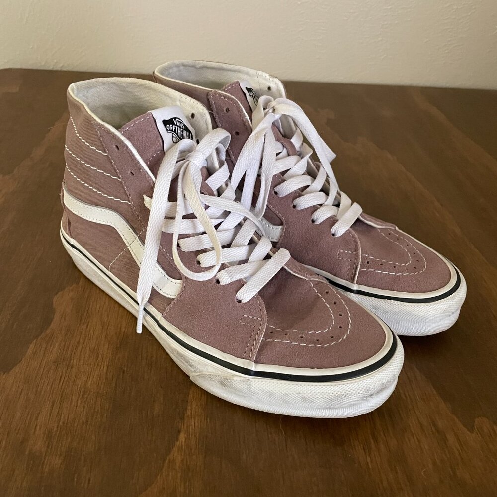 Vans Sk8 Hi Top Suede Tennis Shoes - Mauve Pink - Antler